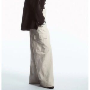COS Womens Tan Wide Leg Cargo Pants 10
